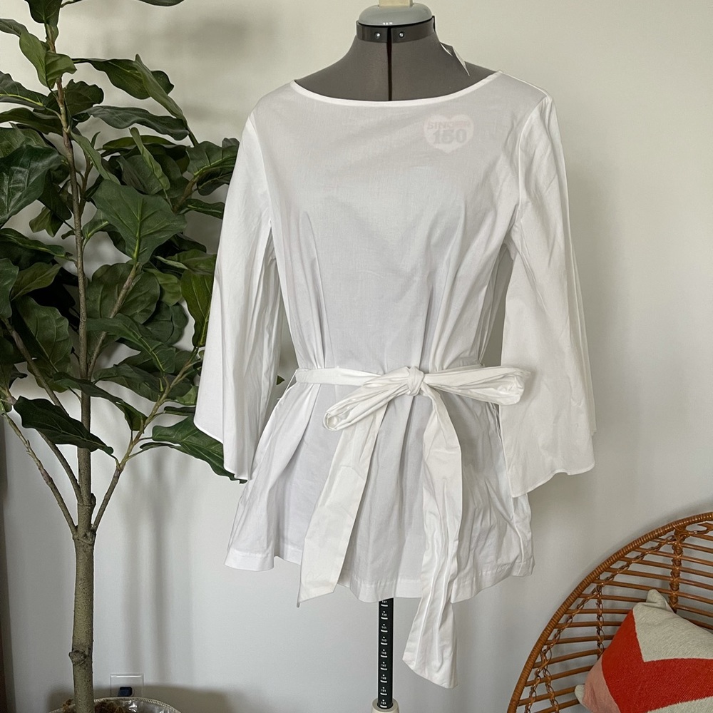 New York and Co white cotton tie top